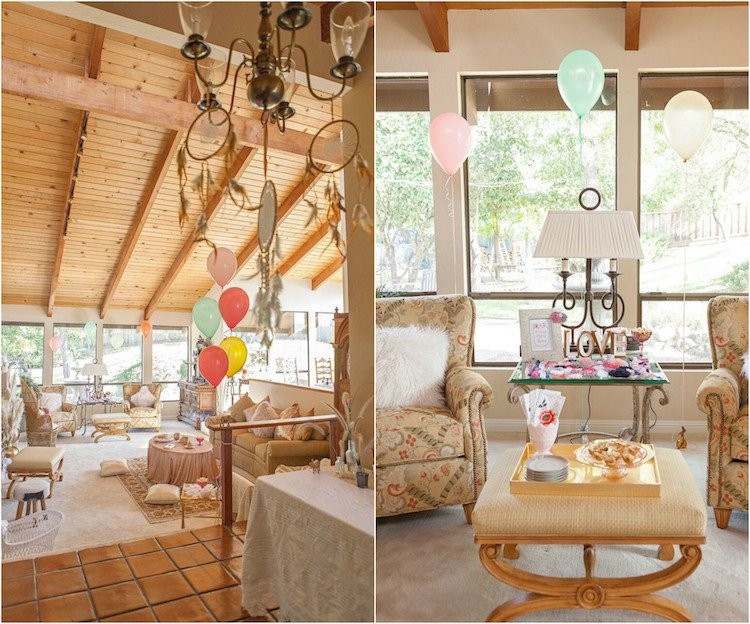 boho decor pomysły na baby shower balony łapacz snów