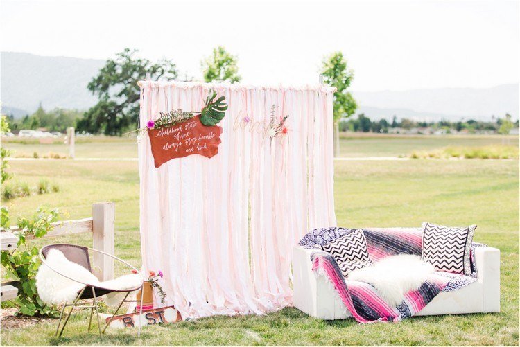 baby shower party w ogrodzie fotobudka w stylu boho