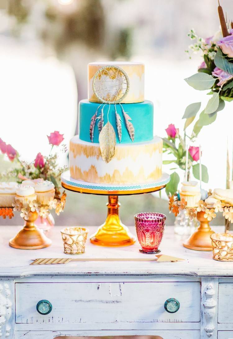 boho baby shower tort fondant łapacz snów motyw dekoracji