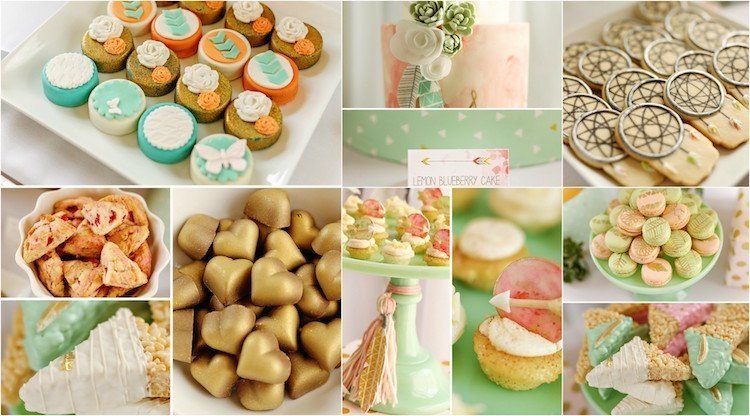 boho baby shower pomysły na jedzenie cukierki ciasteczka ciastka babeczki
