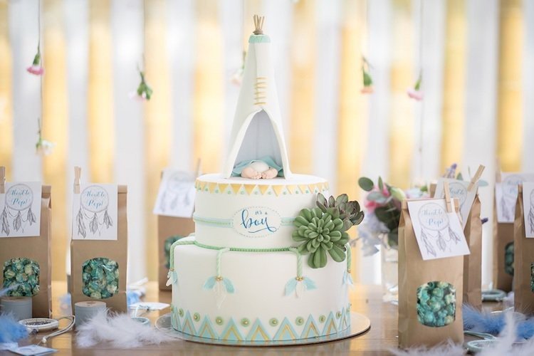 baby shower tort fondant tipi dekoracje dla dzieci torby na cukierki
