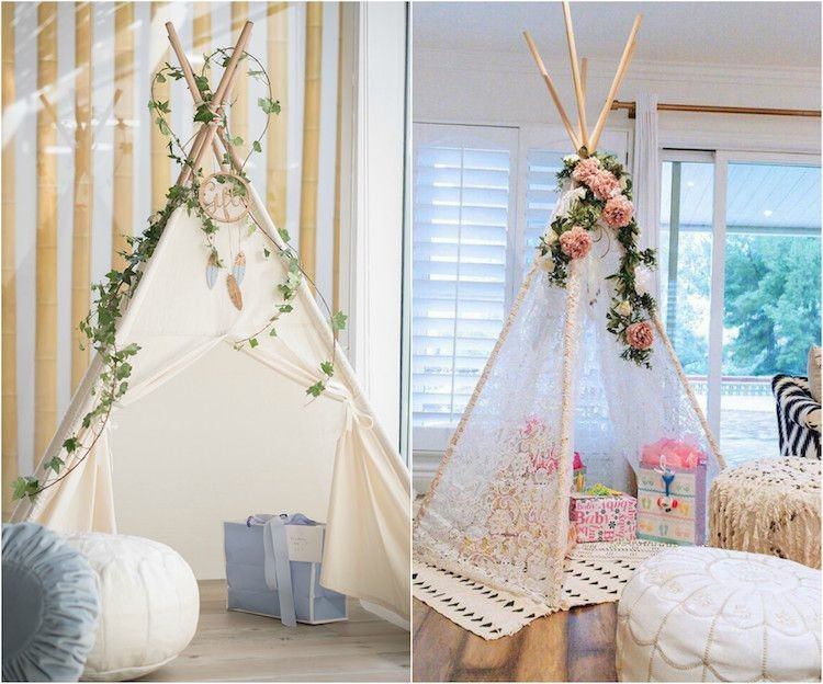 baby shower party dekoracje namioty tipi kwiaty deco