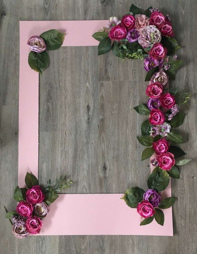pomysły na baby shower w stylu bohemy ramka na zdjęcia majstrować kwiaty