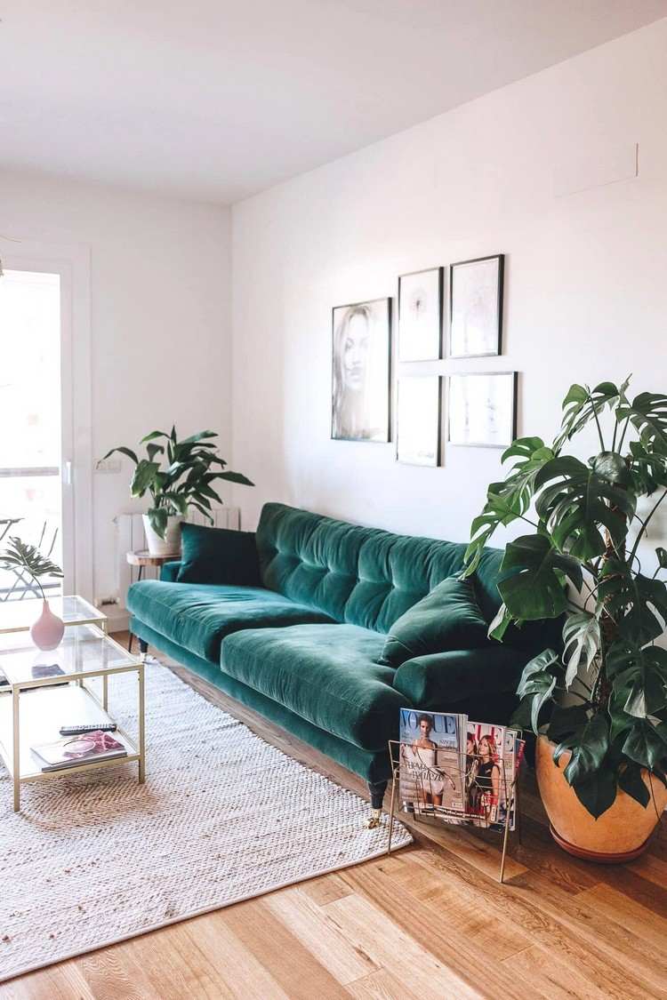 zielona sofa boho salon udekoruj nowoczesne wskazówki trendy życiowe 2020