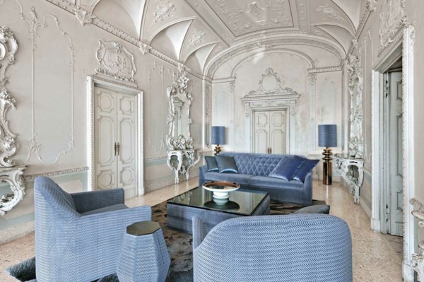 Luksusowy salon-Smania-niebieski fotel Luksusowy salon Fotel Smania niebieski