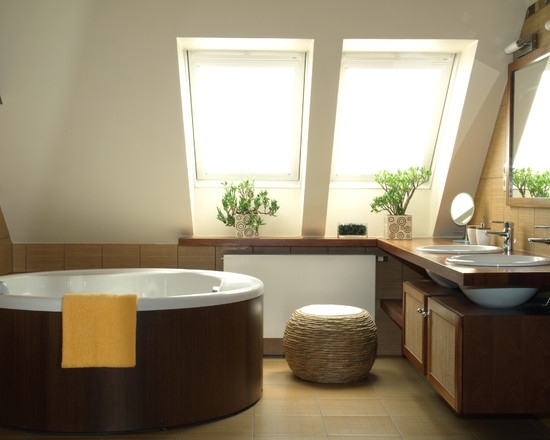 drzewo bonsai łazienka nowoczesny prosty projekt drewna materiał
