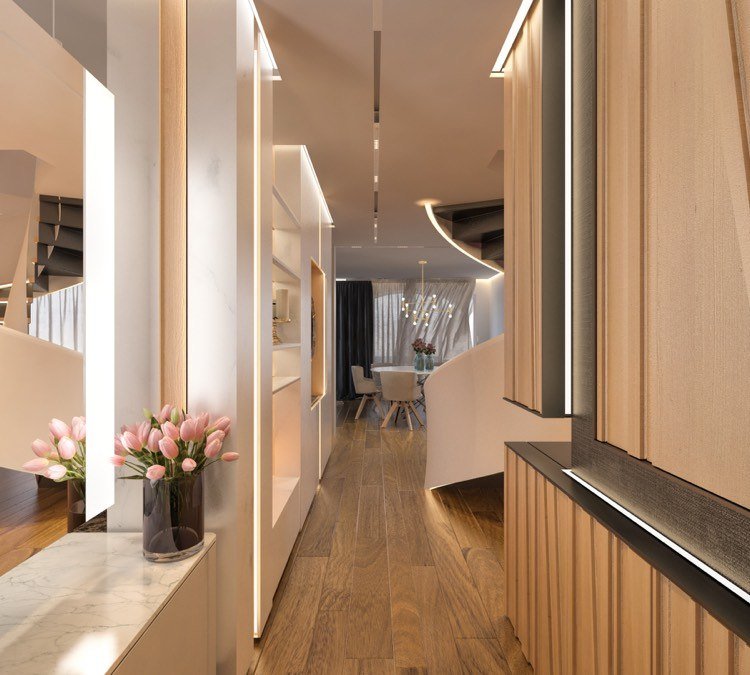 apartament-hala-materiał-mix-jasny-led-biały-drewno