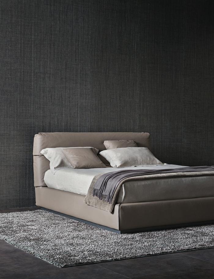Designerskie meble Flou - łóżko w minimalistycznym stylu designerskie umeblowanie łóżka fluo szare minimalistyczne
