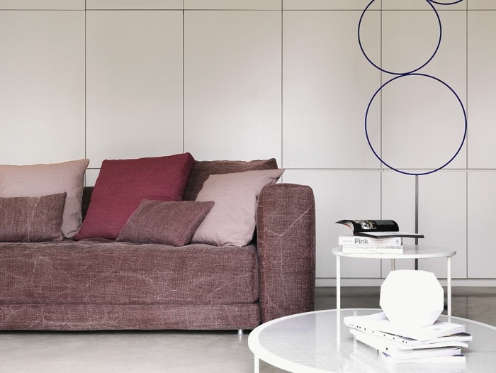 Włoskie designerskie meble Flou w starym stylu designerskie meble flou sofa salon czerwono-brązowy biały stolik kawowy nowoczesny
