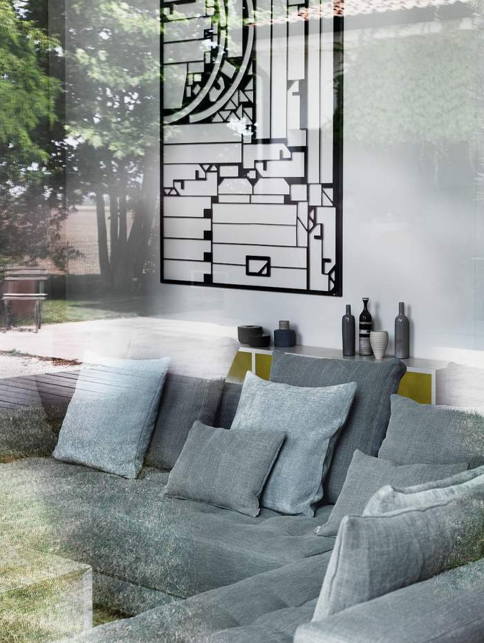 Flou Design - Poduszki dekoracyjne tworzą wspaniałe akcenty sofa flou szary obraz ścienny poduszka wystrój ustawiony