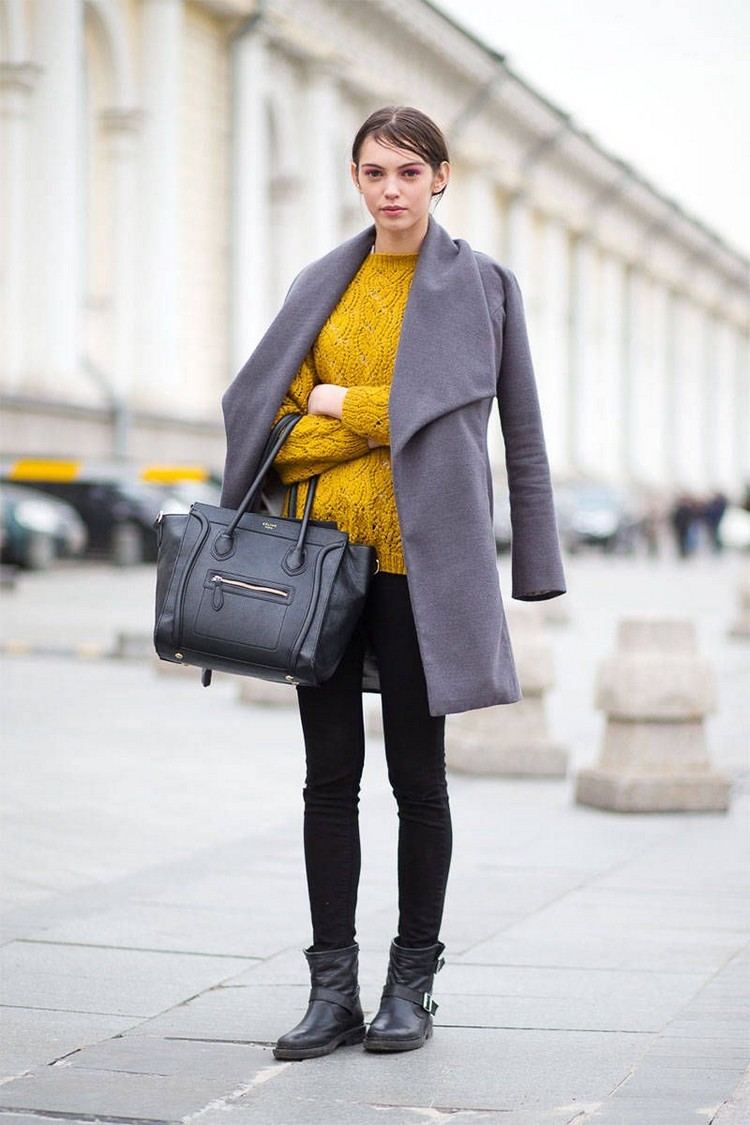 Coats Trends Winter Business Outfits Szare i żółte łączą ubrania