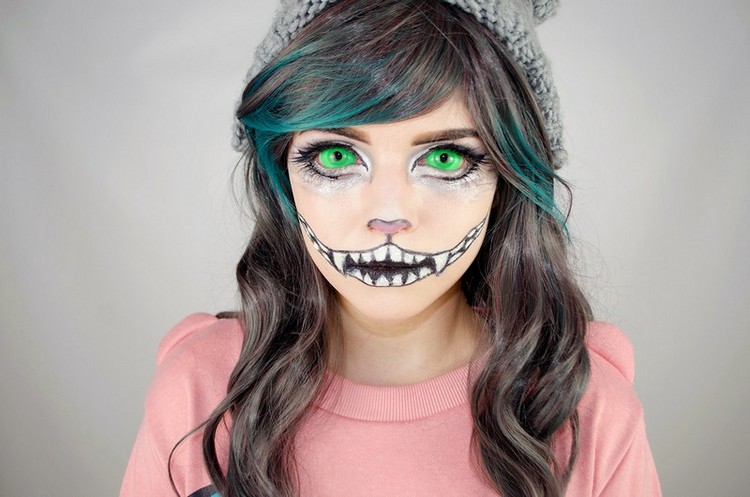 Soczewki-kontaktowe-Halloween-Zielone-Pomysły-Make-up-Kot