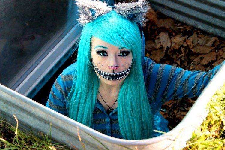 Soczewki kontaktowe-Halloween-cat-creepy-niebieski-kolor