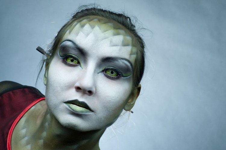 Soczewki Kontaktowe Halloween Wąż Zielone Oczy