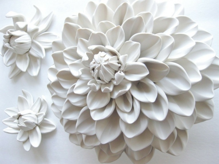 Delikatne płatki ceramiczne ceramiczne kwiaty gardenia lato wygląd rzeźba majsterkować