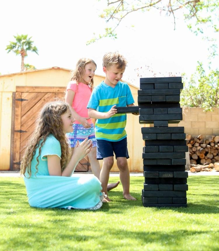 Diy tower dzieci gra na świeżym powietrzu jenga grupy instrukcja obsługi umiejętności!
