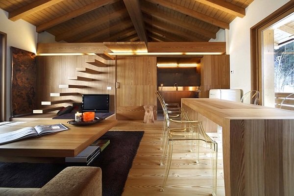 umeblowanie dekoracja ścienna-z drewna-Interno Fraciscio-Studio fanetti Panele ścienne z drewnem Interno Fraciscio Studio fanetti