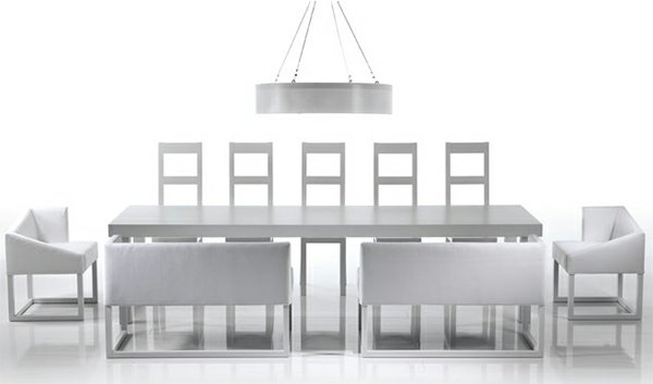 Designerski zestaw do jadalni w białym kolorze pomysły na oświetlenie Designerska lampa wisząca w kolorze białym