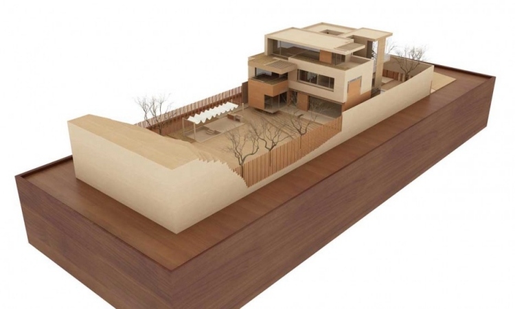 Model 3D domu - ogród z tyłu ML-dom jednorodzinny-model 3d-przydomowy ogród