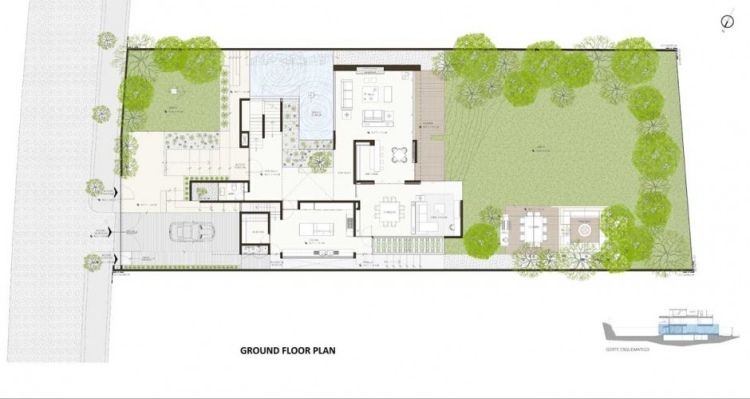 Plan parteru domu jednorodzinnego ML Gantous Arquitectos ML-dom-jednorodzinny-Gantous-Arquitectos-plan piętra-parter