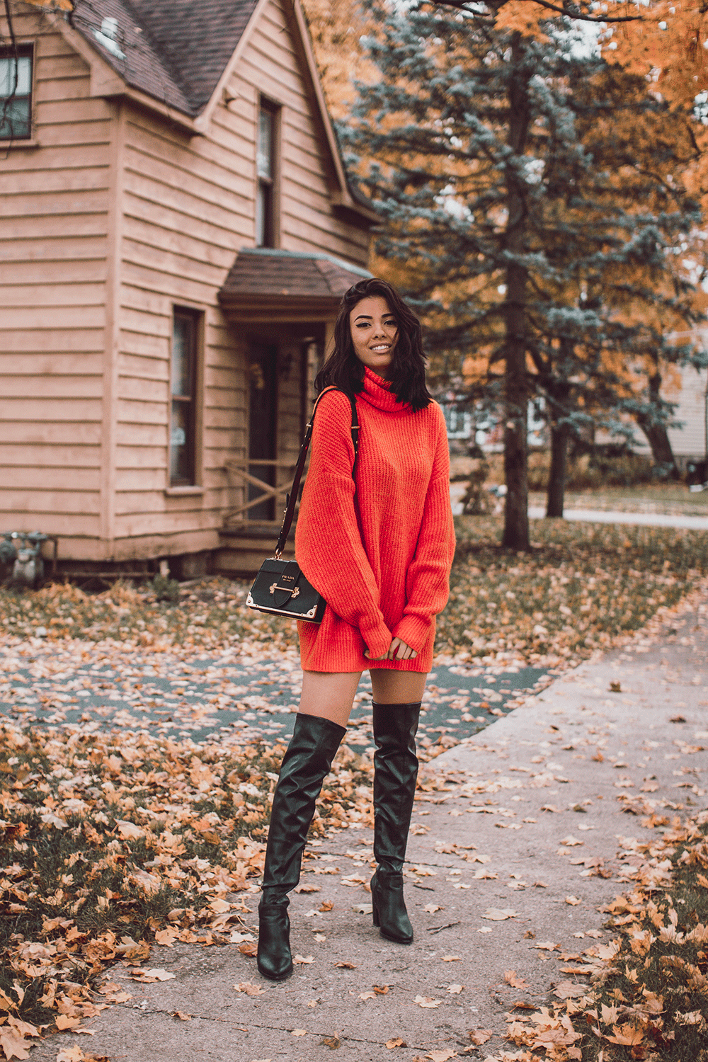 Sukienka Strik Neonowe kolory za kolano Czarne zimowe trendy w modzie damskie