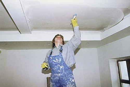 Incollare la fibra di vetro al soffitto