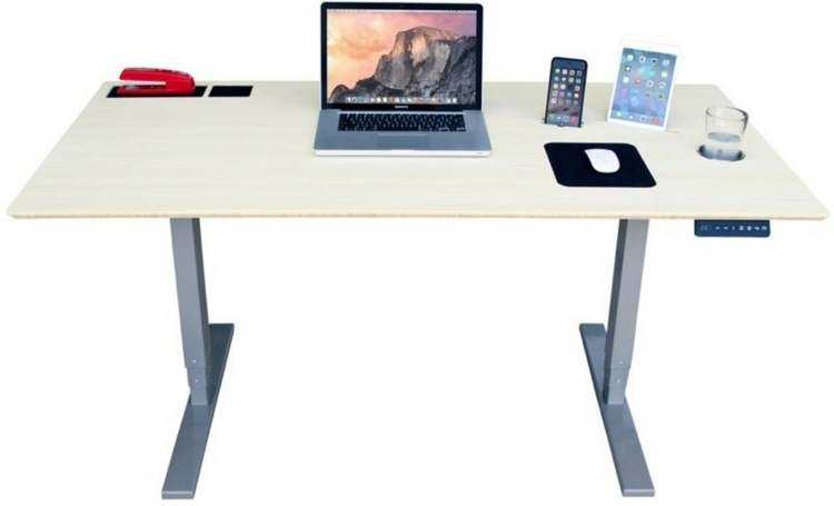 Projekt biurka z szarymi nogami biurko biały szary laptop mac elektryczny