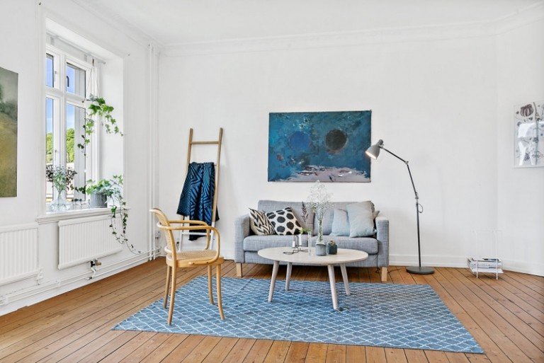 które piętro salon w stylu skandynawskim
