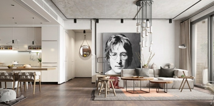 Mieszkanie w minimalistycznym i skandynawskim stylu z dużą ilością drewna design-apartament-john-lennon-mural-skandynawski-apartament-idea