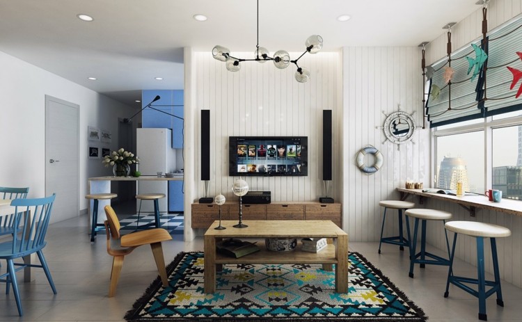 Krzesło dekoracyjne do domu ze Skandynawii design-apartament-wzór-kolorowy-dywan-kredens-nowoczesny