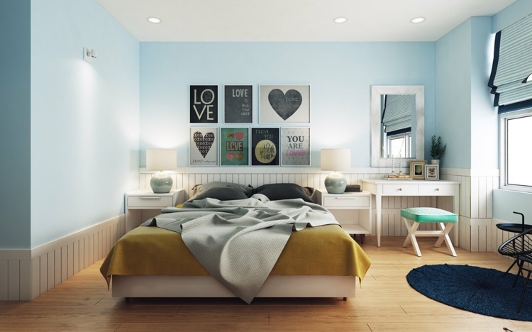 Jasne apartamenty świetnie pasują do stylu nordyckiego design-apartament-w stylu-nordyckim-sypialnia-motyw-milosc-serduszka-toaletka